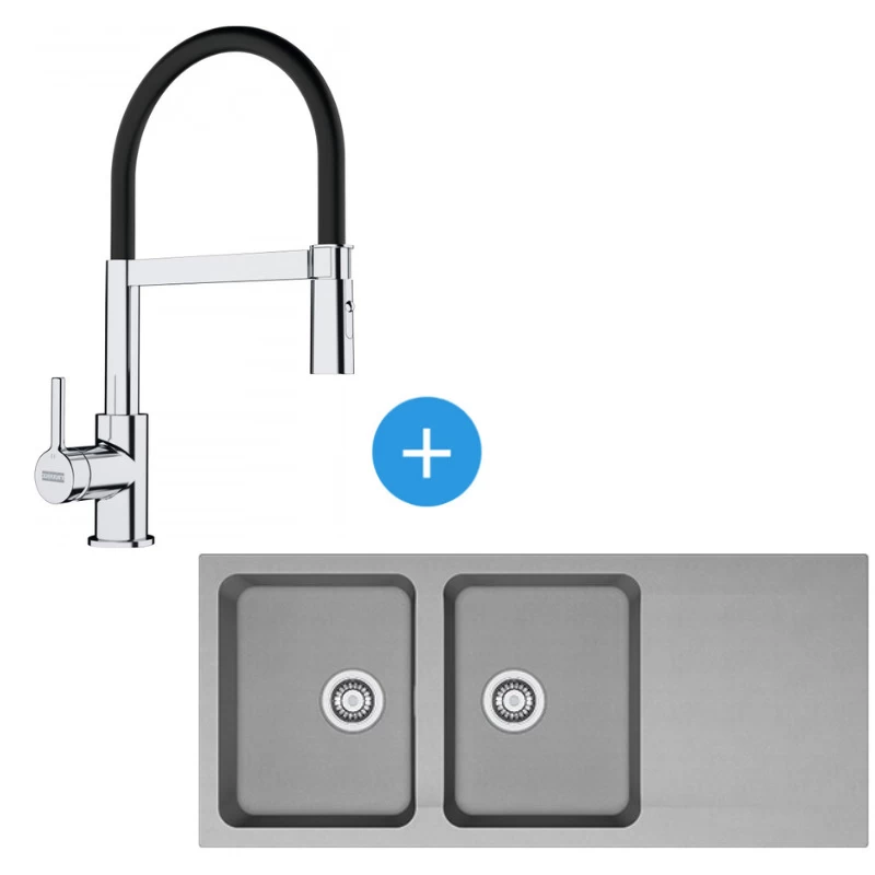 Franke Orion Evier De Cuisine 2 Bacs Avec égouttoir, Tectonite, Gris + Mitigeur 205x410mm Semi-pro, Douchette Extractible, Chrome/Noir 3 Franke Orion Evier De Cuisine 2 Bacs Avec égouttoir, Tectonite, Gris + Mitigeur 205x410mm Semi-pro, Douchette Extractible, Chrome/Noir