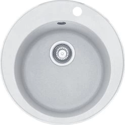Franke RONDO - Fragranit évier ROG 610-41 Artic Blanc , 510mm, Cuve Ronde (114.0284.726)