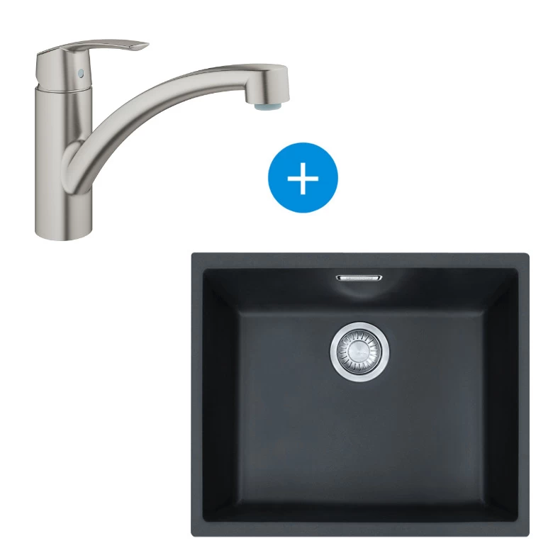 Franke Set Sirius Evier Sous Plan 52.5x44cm Tectonite®, Noir Mat + Mitigeur Grohe Monocommande SuperSteel (125.0363.789-DC1) 3 Franke Set Sirius Evier Sous Plan 52.5x44cm Tectonite®, Noir Mat + Mitigeur Grohe Monocommande SuperSteel (125.0363.789-DC1)